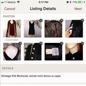 Velvet Pat Richards Mini Dress w Satin Lined Cape